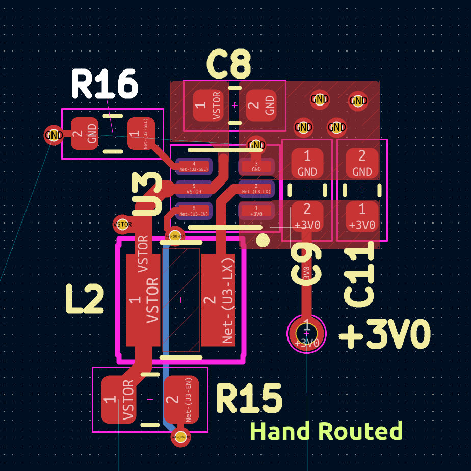 Hand routed PCB layout